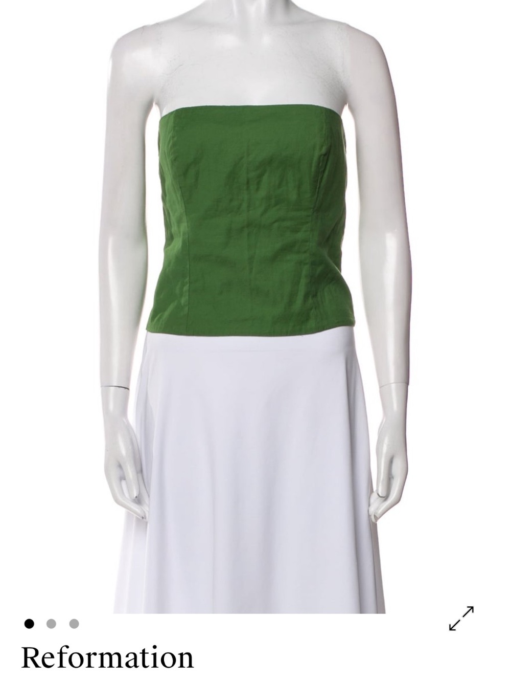 Reformation Strapless Green Cotton Bustier